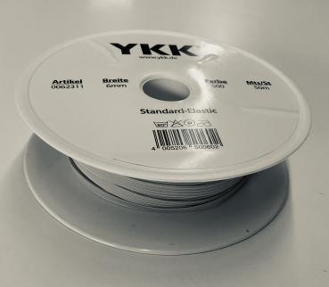 YKK Gummilitze 6mm breit weiß Rolle a 50m